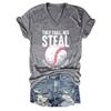 Thou Shall Not Steal Shirt Thou Shall Not Steal Unless You Can Beat The Throw Tshirt Baseball Shirt Women V Neck Light Gray view 1