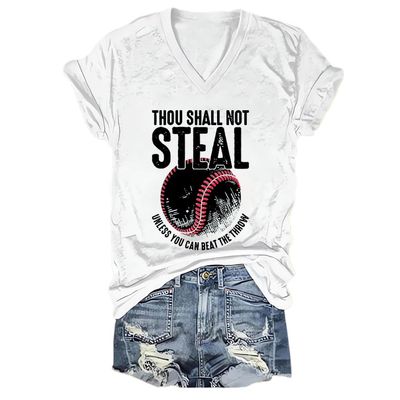 Thou Shall Not Steal Unless You Can Beat The Throw Tshirt Thou Shall Not Steal Baseball Shirt Baseball Shirt Women Plus Size Thou Shall Not Steal Tshirt Funny Baseball Graphic Tees White