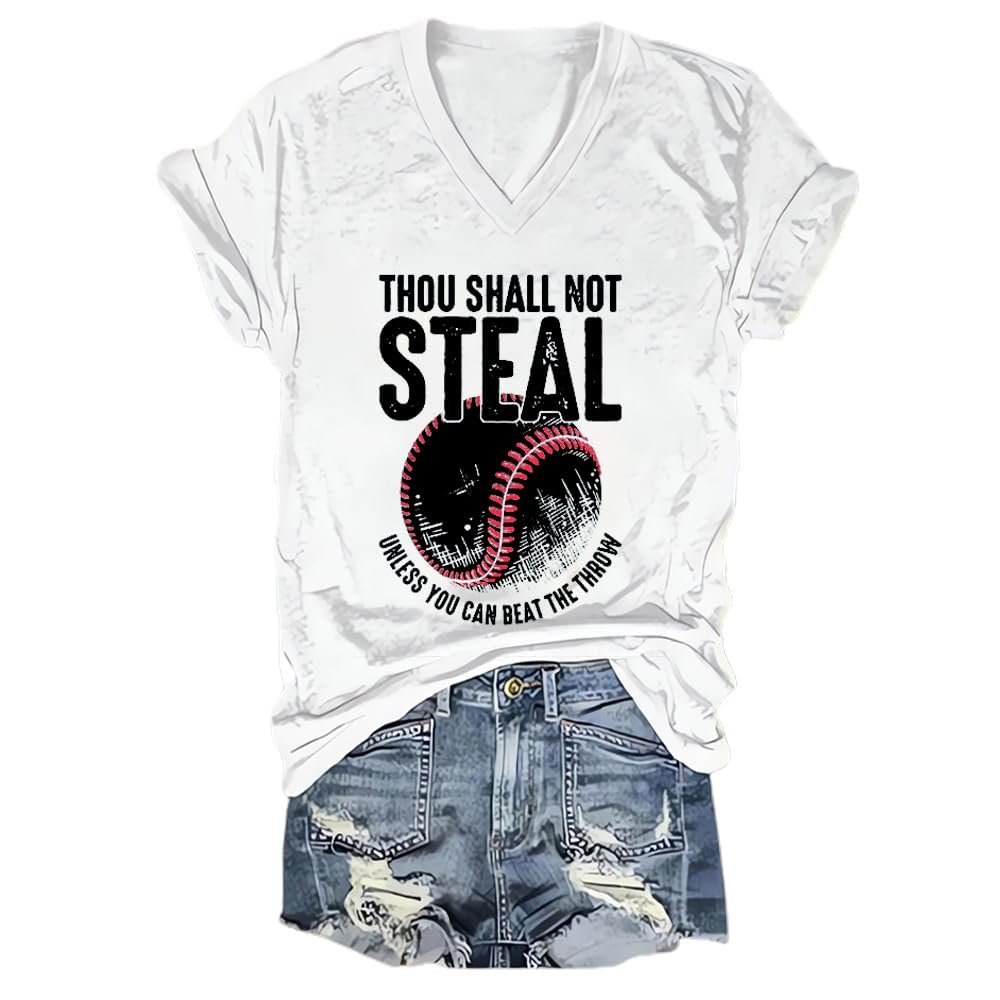 Thou Shall Not Steal Unless You Can Beat The Throw Tshirt Thou Shall Not Steal Baseball Shirt Baseball Shirt Women Plus Size Thou Shall Not Steal Tshirt Funny Baseball Graphic Tees White