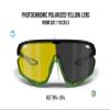 Bertoni Sport Cycling MTB Running Sunglasses for Men Women in TR90 Photochromic Polarized Yellow Wide Lens mod. ALPHA view 2