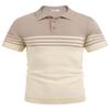 COOFANDY Mens Striped Polo Shirts Short Sleeve Striped Textured Pullover Golf Polo T Shirts, Khaki and Beige, Large view 2