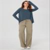 ODODOS Long Sleeve Tee for Women with Thumb Hole Athletic Gym Workout Crop Tops Yoga Shirts, Dark Blue, X-Large view 3