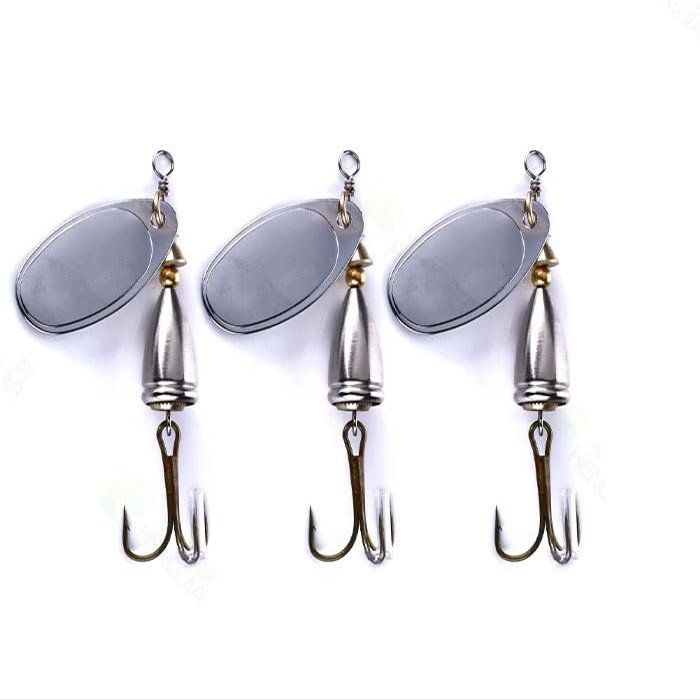 KTGCOZS Pack of 3 Fishing Lure Feather Hooks Spoon Spinners Baits Tackle Trout Salmon Surf 1/3oz
