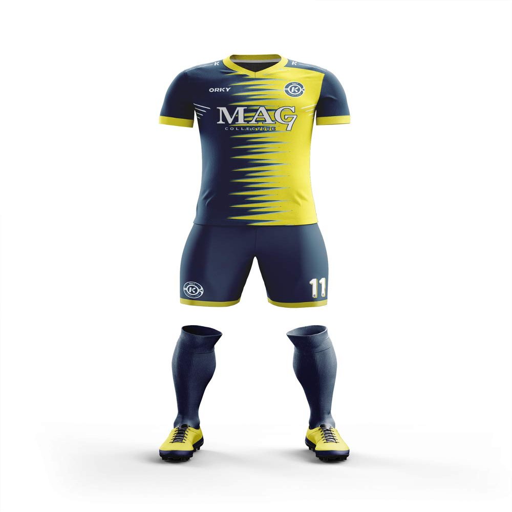 ORKY Kids Customize Soccer Jersey with Short, Boys Girls Personalized Name Team Outfit, Custom Made Futbol Uniform (Yellow 160cm)