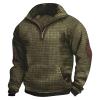 Mens Casual Sweatshirts Quarter Zip Polo Collar Waffle Thermal Vintage Sports Tops Hoodless Outdoor Hiking Pullover Tops with Pocket view 1