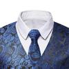 DGHM-JLMY Men's Vest Tie Set 3PC Paisley Floral Formal Waistcoat Square Vests for Suit Tuxedo Wedding (X-Large,Blue) view 4