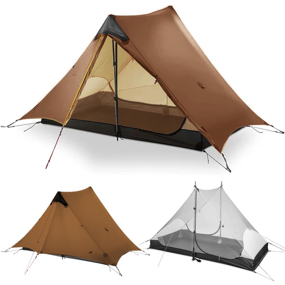 3F UL Gear Lanshan Ultralight Tent 3-Season Backpacking Tent for 2-Person Camping, Outdoor Lightweight Waterproof Professional Tent (2 Person-Khaki, 3 Season)