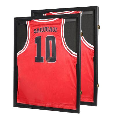 PKHROR Jersey Frame Display Case 2 Pack - Large Lockable Sports Jersey Frame Shadow Box with Uv Protected Acrylic and Hanger for Baseball Basketball Football Soccer Hockey Sport Shirt Black