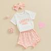 FIOMVA Baby Girl Summer Clothes Cotton Onesie Letter Romper+Bloomer Shorts+Headband 3Piece Shorts Set Newborn Infant Outfit (Pink Daddy's Girl, 12-18 Months) view 3