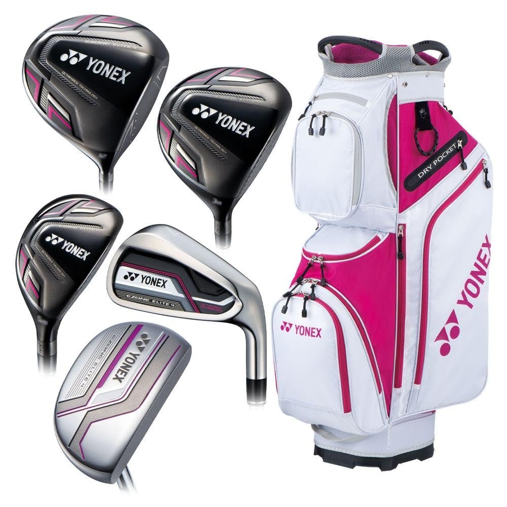 YONEX 2023 Women EZONE Elite 4.0 Full Set: Driver, Fairway, Hybrid, Iron, Putter; Right Handed, Ladies Flex; Silver/Chrome