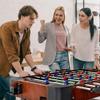 Foosball Table, 48'' Home Arcade Table Soccer with 4 Balls and 2 Cup Holders, Competition Foosball Table Set for Family Game Room, Adult Rrec Room, Basements or Bar view 2