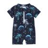 Hnyenmcko Infant Baby Boy Girls Rash Guard Swimsuit Short Sleeve Zipper Bathing Suit Toddler One Piece Swimwear Sunsuit (Cocoanut-Blue 02, 6-12 Months) view 1