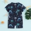 Hnyenmcko Infant Baby Boy Girls Rash Guard Swimsuit Short Sleeve Zipper Bathing Suit Toddler One Piece Swimwear Sunsuit (Cocoanut-Blue 02, 6-12 Months) view 3