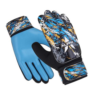 AlphaSports Soccer Goalie Gloves for Kids Boys, Youth and Adult Football Goalkeeper Gloves with 4mm Latex Palm and Double Wrist Protection (Cyan-Blue, Size 2 Suitable for 4 to 5 Year Old)