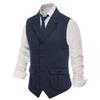 DGHM-JLMY Mens Retro Herringbone Tweed Suit Vest Slim Fit Business Waistcoat Western Wool Regular Fit Dress Waistcoat (Medium,Navy Blue) view 1