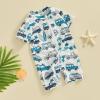 Hnyenmcko Infant Baby Boy Girls Rash Guard Swimsuit Short Sleeve Zipper Bathing Suit Toddler One Piece Swimwear Sunsuit (D-White 02, 3-6 Months) view 2