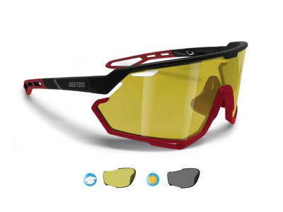Bertoni Sport Cycling MTB Running Sunglasses for Men Women in TR90 Photochromic Polarized Yellow Wide Lens mod. ALPHA
