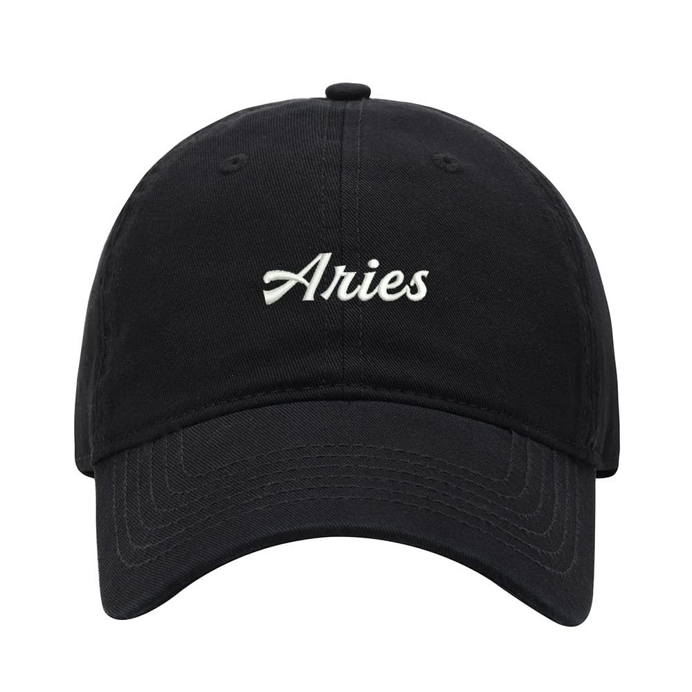 Baseball Cap Men Women Aries Embroidered Unisex Classic Adjustable Strapback Dad Hat (7 1/2,Black)