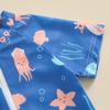 Hnyenmcko Infant Baby Boy Girls Rash Guard Swimsuit Short Sleeve Zipper Bathing Suit Toddler One Piece Swimwear Sunsuit (D-Blue, 18-24 Months) view 2