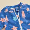 Hnyenmcko Infant Baby Boy Girls Rash Guard Swimsuit Short Sleeve Zipper Bathing Suit Toddler One Piece Swimwear Sunsuit (D-Blue, 18-24 Months) view 4