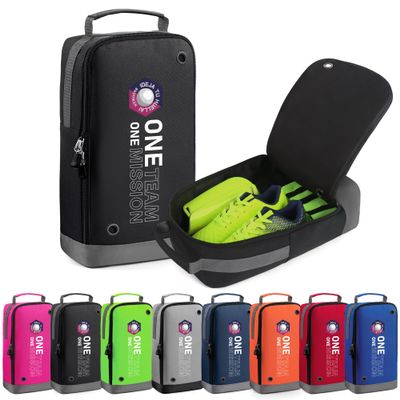 brooman Youth Adult Soccer Shoe Bag Sport Gear Waterproof Zippered Shoe Storage Organizer for Gym Golf Football Travel (Black)