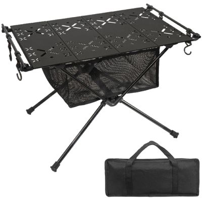 APLUSH Portable Camping Table, Aluminum Lightweight Beach Table with Easy Carrying Bag for Indoor, Outdoor, Camping, Backyard, BBQ, Party, Patio, Beach, Picnic,Travel,Fishing,Black