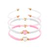 2Pcs Colorful Heart Beaded Matching Bracelets Love Heart String Rope Bracelet for Couple-pink+white, 1 view 1