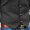 DGHM-JLMY Men's Slim Fit Herringbone Tweed Suits Vest Premium Wool Blend Waistcoat V Neck 5 Buttons Suit for Wedding (XX-Large,Dark Grey) view 4