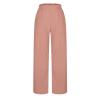 Basysin Linen Pants Women 2024 Summer Casual Wide Leg Pant Smocked High Waisted Palazzo Beach Pants Sweatpants with Pockets 05-Pink Medium view 4