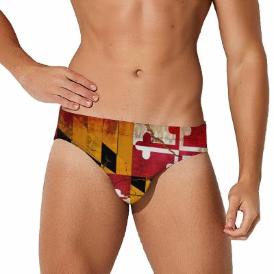 Zakqeik Flag of Maryland Men's Swim Trunk Sexy Swim Briefs Bikini Swimsuit Swimwear for Men S
