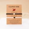 2Pcs Colorful Heart Beaded Matching Bracelets Love Heart String Rope Bracelet for Couple-black+white, 1 view 3