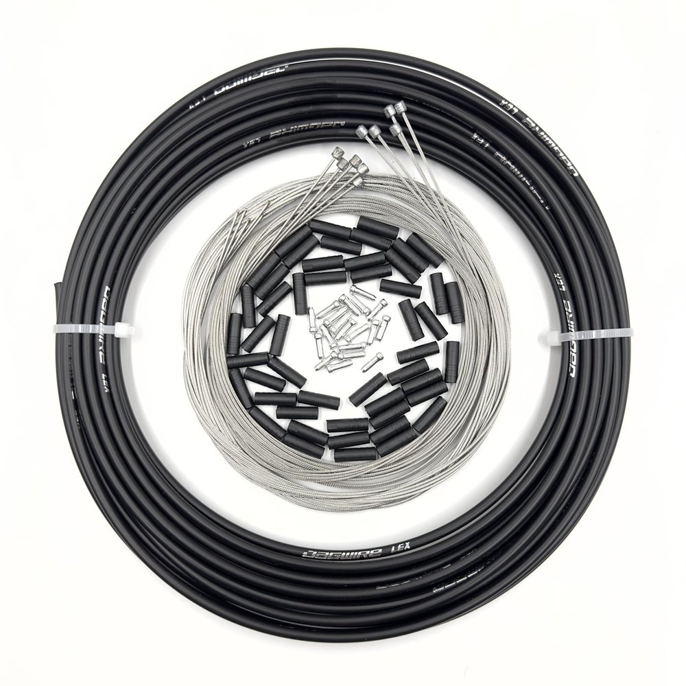 Farbetter Lined Bicycle Bike Derailleur/Shift Cable Housing, 4mm x 50ft, Including 50 PCS Cable End Caps Kit, The Most Trusted DIY Set for SRAM/Shimano Mountain Bike Road Bike (50ft+10 Inner Wires)