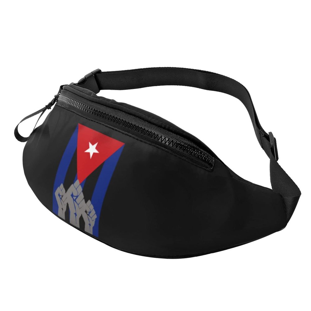 Cuba Revolution Fist Cuban Flag Waist Bag Men's and Women's Adjustable Travel Chest Pack Outdoor Running Waist Bag