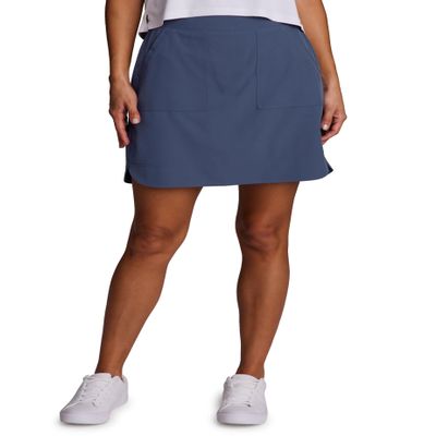 RBX Active Longer Length Skort for Women, Quick Drying Woven Pickleball Golf Skort with Pockets for Tennis, Hiking, Running Smoke Blue XS