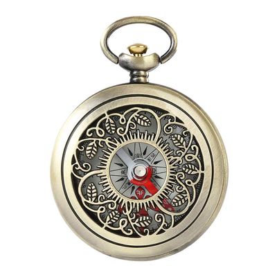 AIYAYOU Pocket Compass,Hollow Pocket Compass Vintage Steampunk Pocket Compass with Decoration Stylish Necklace Chain Watch for Men Women, 5.5*4.6*1.3cm, as show