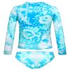 Girls Bathing Suits Long Sleeve Rashguard Sets Size 3t 4t Blue Tie Dye Swimsuit Toddler Kids Swimwear view 2