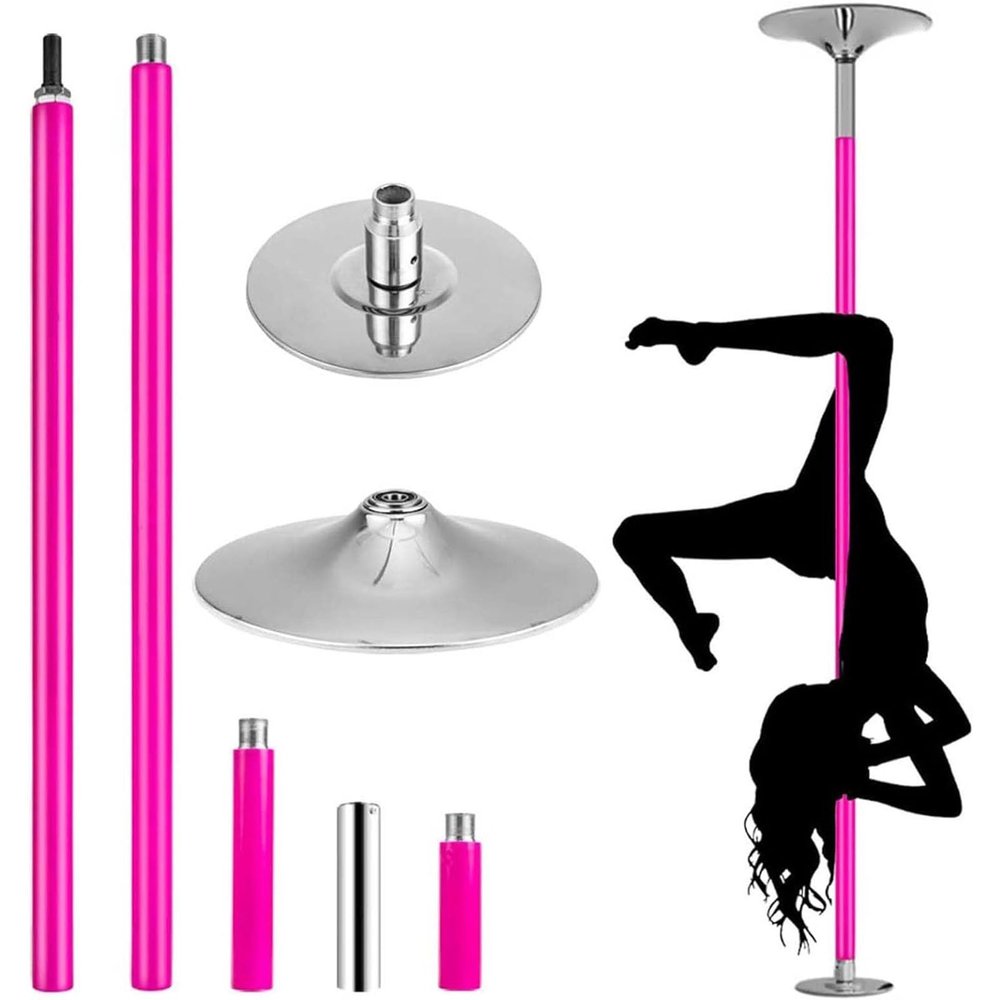 8.9/9.3/9.7/10.5FT Dance Pole Kit 45mm Removable Dancing Pole Professional Static Spinning Pole Dancing Pole for Home Party Pub Exercise, Height Adjustable, Heavy-Duty Steel Pole, Rose (Size : 2.8-3.