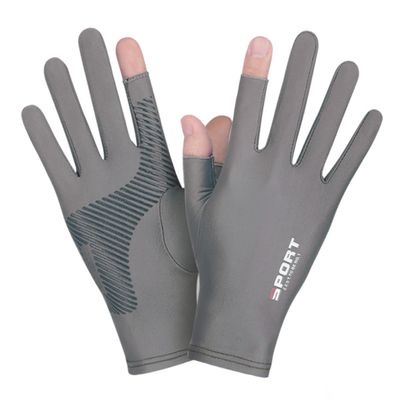 SUJAYU Fishing Gloves - Men & Women UV Protection, Sailing, Kayak, Paddling, Rowing Gloves - Sun Protection (Grey, Large)
