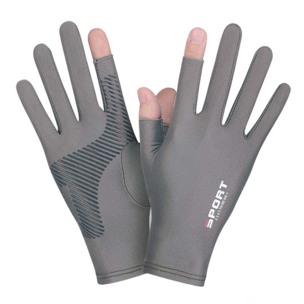 SUJAYU Fishing Gloves - Men & Women UV Protection, Sailing, Kayak, Paddling, Rowing Gloves - Sun Protection (Grey, Large)