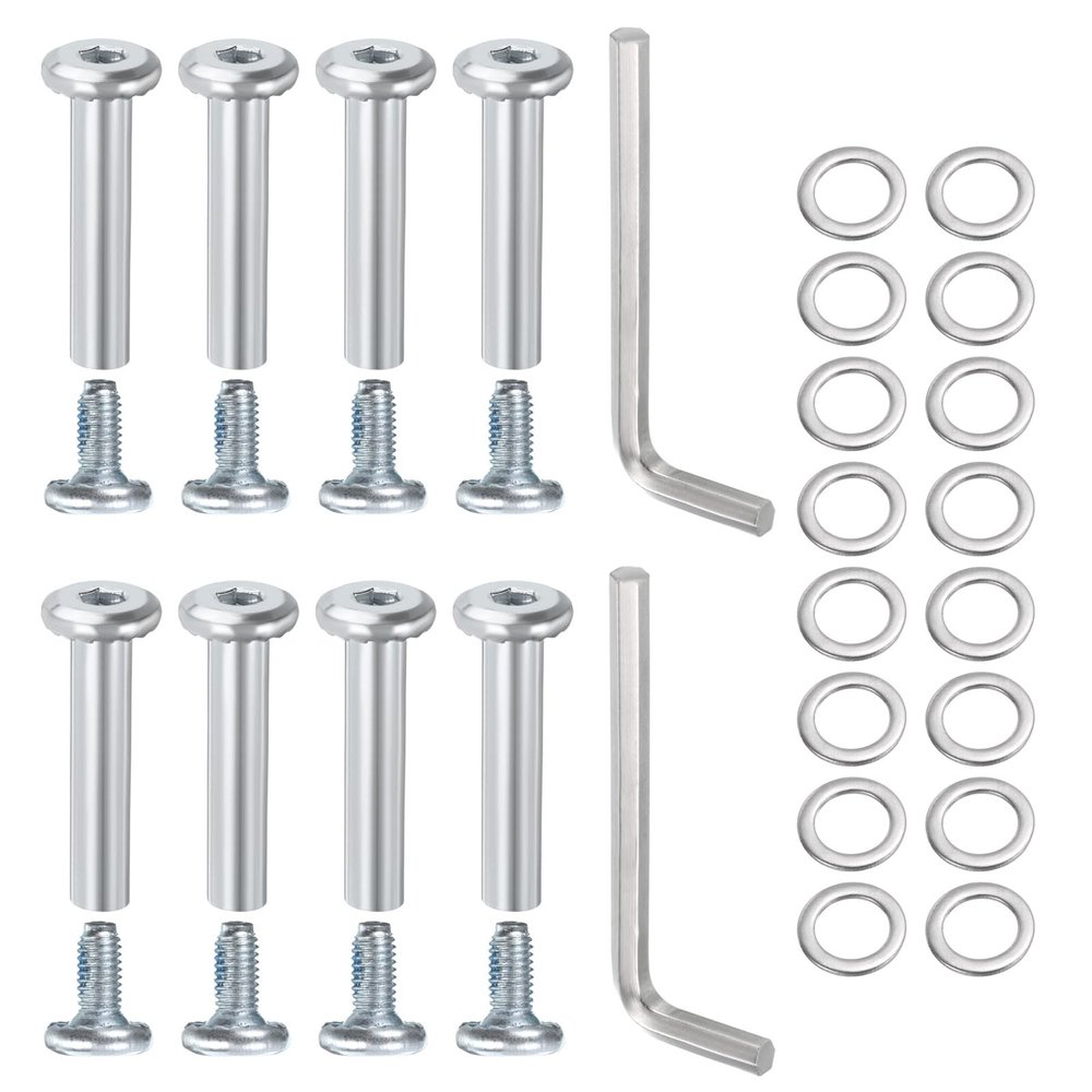 uxcell 8 Pcs Inline Skate Wheel Socket Screws, Roller Skate Replacement Accessories 1.12 x 0.24 Shaft Hex Socket Screws with 2 Pcs Installation Tools