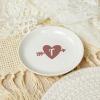 Initial Heart Ring Dish, T_Monogramed Ring Holder, Small Jewelry Tray, Letter Trinket Dish, Round Jewelry Plate, Ceramic Key Bowl, Birthday Gift for Mom Friend Sister Aunt, 4" view 4