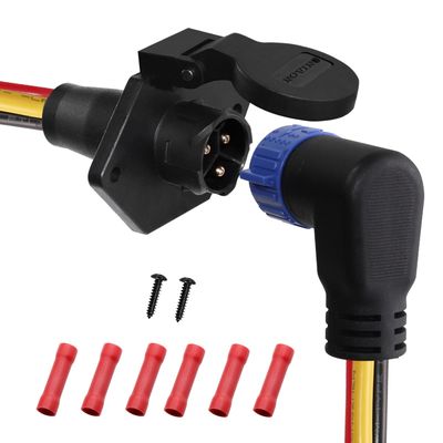 50A Trolling Motor Plug Receptacle Set,Trolling Motor Plugs for Minn Kota Marine Boat Down Rigger Fishing Reel,Male & Female Watertight Quick Connect 12V/24V/36V/48V 3-Wire 8 Gauge