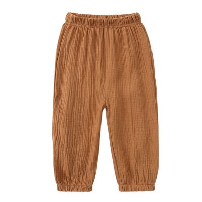 EISHOW Toddler Cotton Linen Trousers Summer Kids Baby Girls Boys Soft Solid Casual Fall Harem Long Pants for 1-8 Years (2-3T,Yellow)