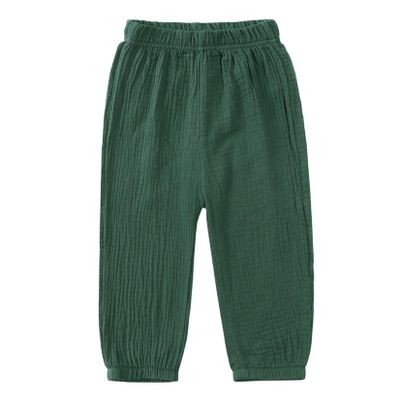 EISHOW Toddler Cotton Linen Trousers Summer Kids Baby Girls Boys Soft Solid Casual Fall Harem Long Pants for 1-8 Years (2-3T,Dark Green)