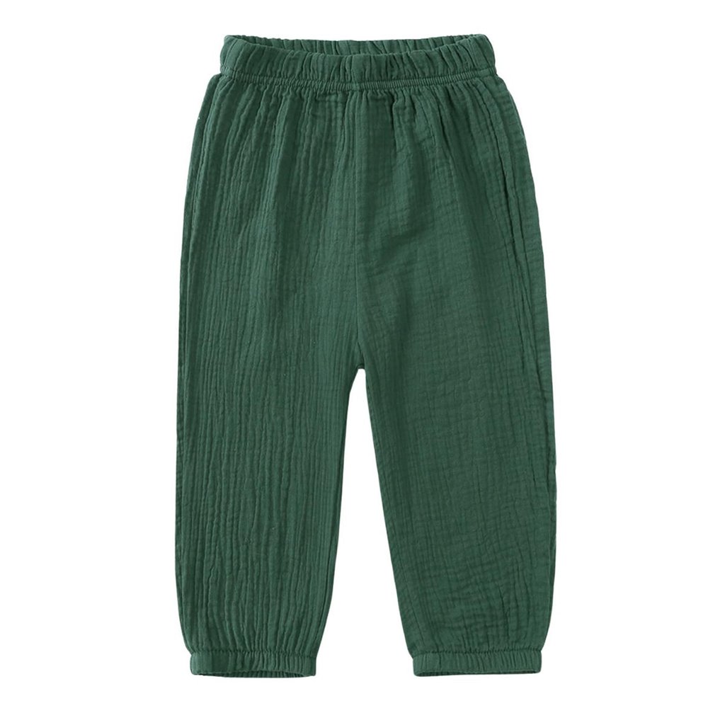 EISHOW Toddler Cotton Linen Trousers Summer Kids Baby Girls Boys Soft Solid Casual Fall Harem Long Pants for 1-8 Years (2-3T,Dark Green)