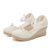 CsgrFagr Fashion Women Summer Weave Wedges Breathable Elastic Band Round Toe Sandals Comfortable Beach (White, 6.5) view 3