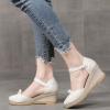 CsgrFagr Fashion Women Summer Weave Wedges Breathable Elastic Band Round Toe Sandals Comfortable Beach (White, 6.5) view 4
