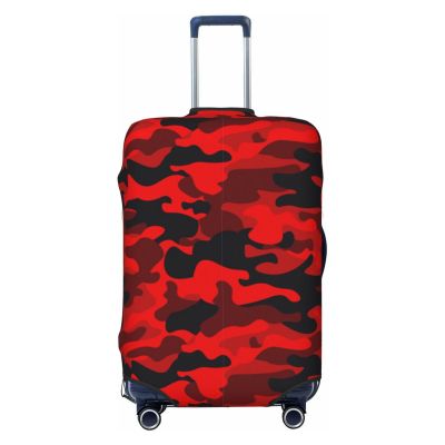 ADovz Red Black Camouflage Travel Luggage Cover Washable Suitcase Cover Fashion Stretch Suitcase Protector Cover Anti-Scratch Baggage Covers Fits 25-28 Inch Luggage