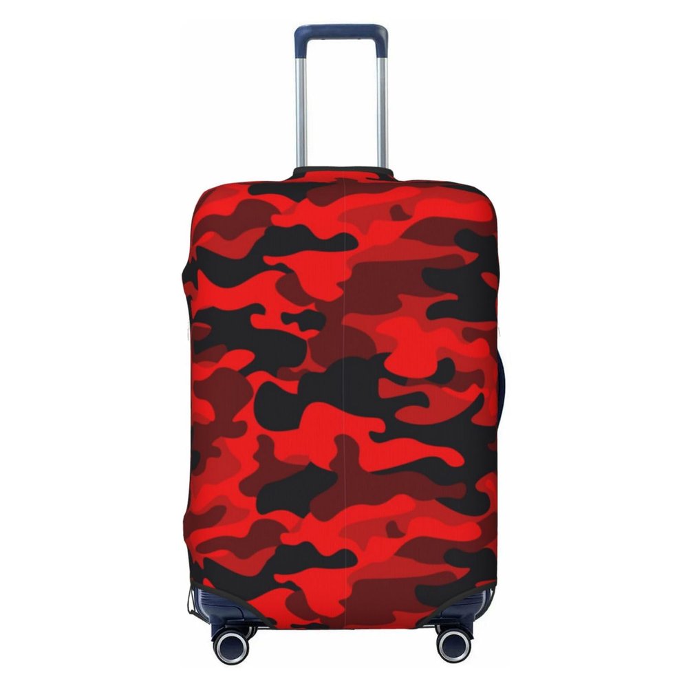ADovz Red Black Camouflage Travel Luggage Cover Washable Suitcase Cover Fashion Stretch Suitcase Protector Cover Anti-Scratch Baggage Covers Fits 25-28 Inch Luggage
