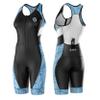 SLS3 Triathlon Suits Women  Sleeveless Trisuit Women - Premium FX Fabric, Tri Suit Womens Triathlon Suit, No Shelf Bra (Blue Rose, X-Small) view 1